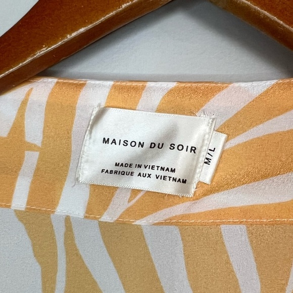 Maison Du Soir Magnolia Luxe Palm Leaf Kimono Robe Beach Pool Cover Up Sz M / L - Picture 8 of 8